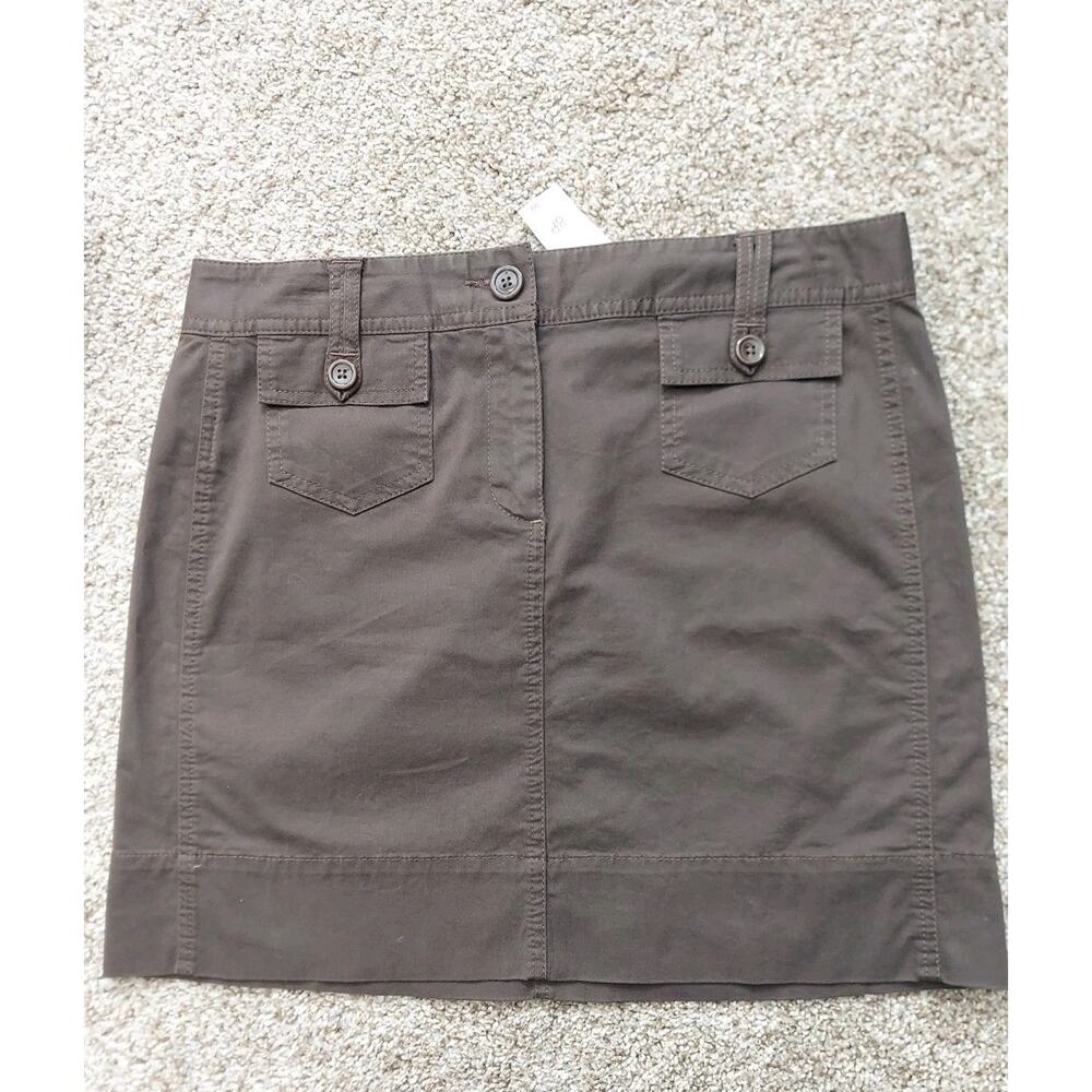 NWT Ann Taylor LOFT Women's Sz 8P Solid Brown Denim Mini Skirt